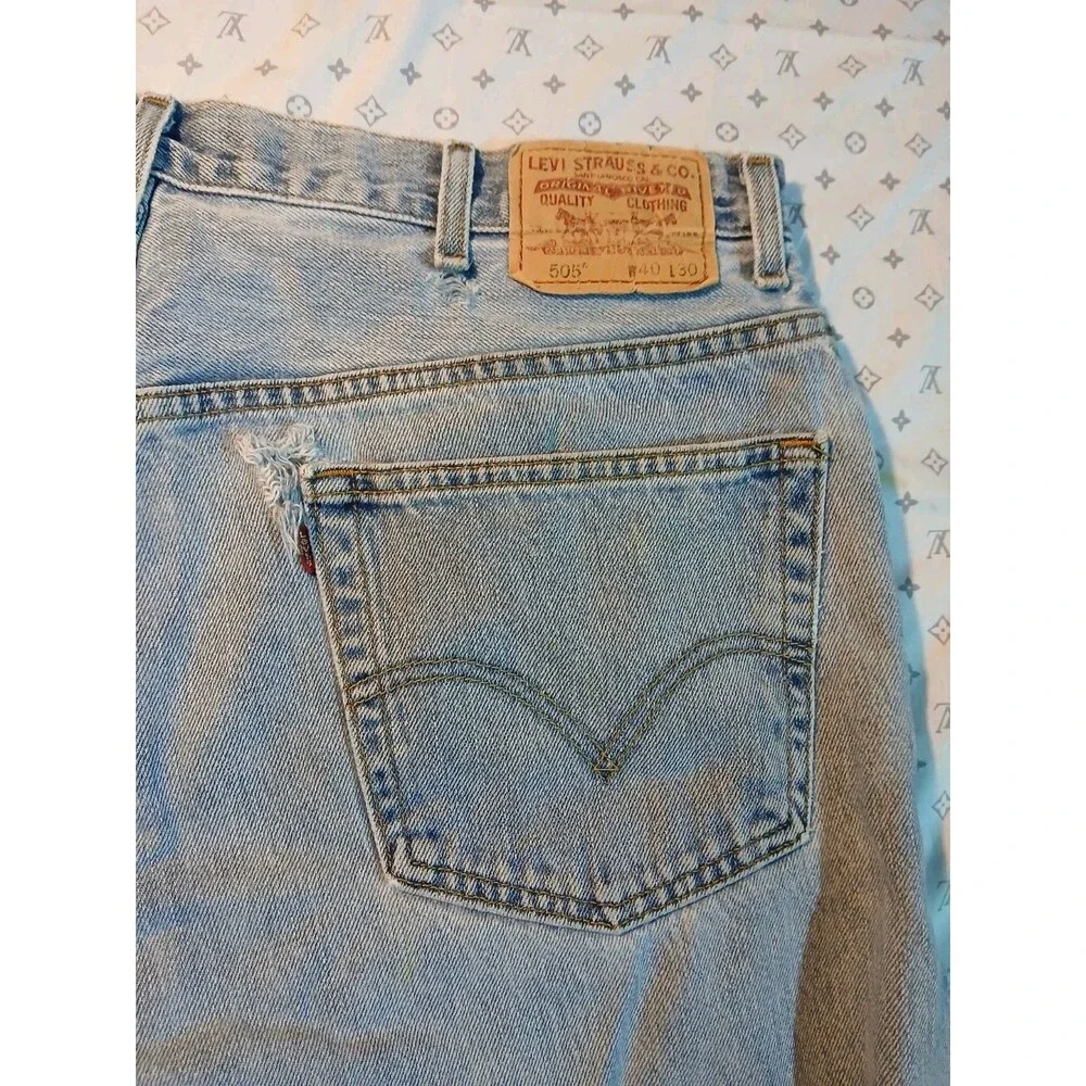 Vintage 90s Levi’s 505 Jeans Mens 40x30 Regular Fit Blue Faded USA Distressed